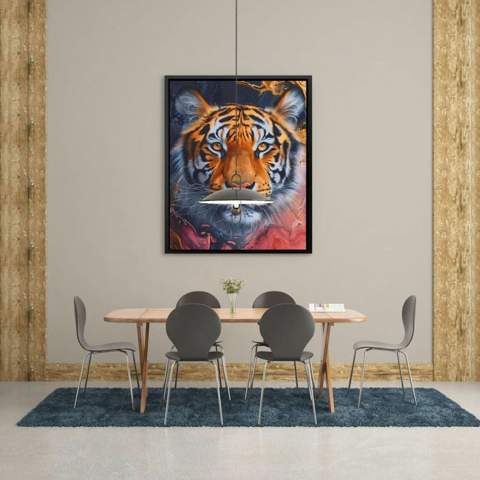 Subtle Tiger - Big Cat Wall Art in Black Frame