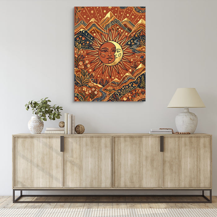 Sun Moon Harmony — sun moon harmony sq living room desk 1port flush print