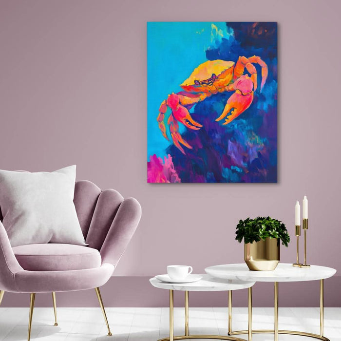 Sunlit Coral Crab - Wall Art in Black Frame