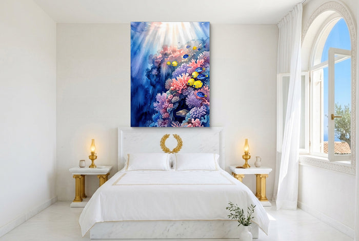 Sunlit Coral Kingdom — sunlit coral kingdom bedroom with window 1port flush print