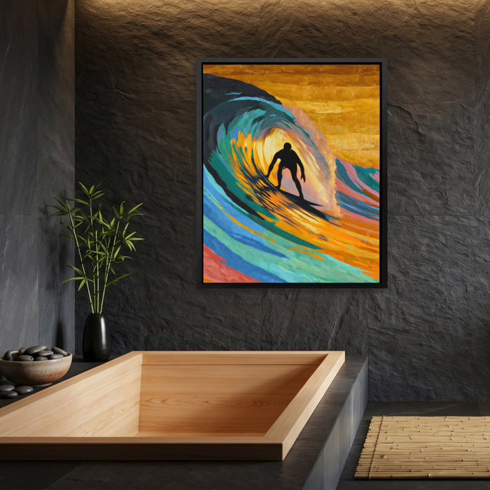 Surfer Constructivist Wave canvas wall art, room view
