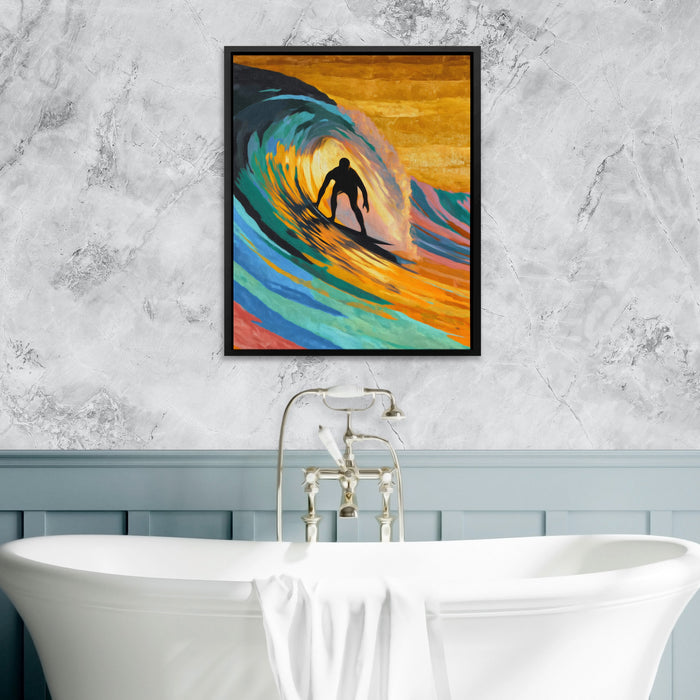 Surfer Constructivist Wave canvas wall art, room view