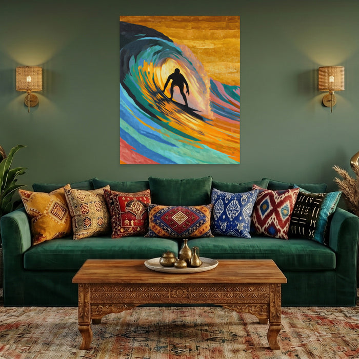 Surfer Constructivist Wave canvas wall art, room view