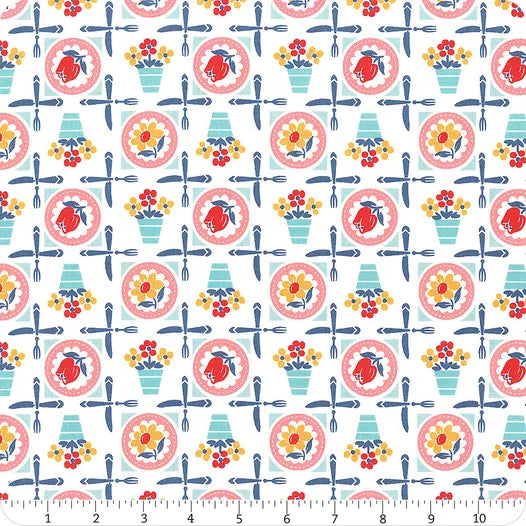 Table Runners & Placemats - Cook Book Plates Seaglass Cotton