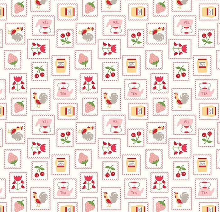 Table Runners & Placemats - Cook Book Stamps Red Cotton