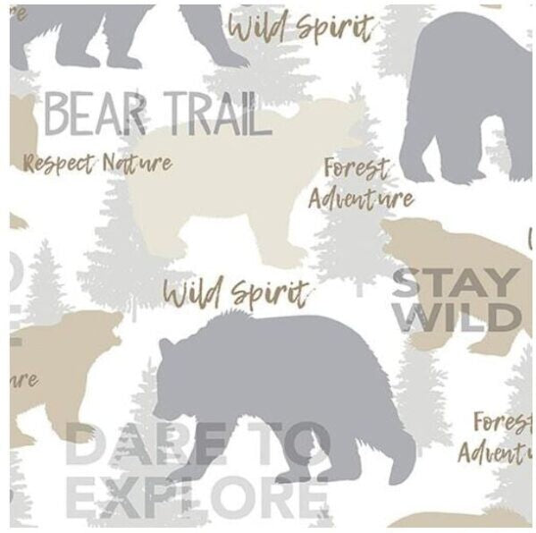Table Runners & Placemats - Moose Creek Lodge Bear Trail Cream Cotton