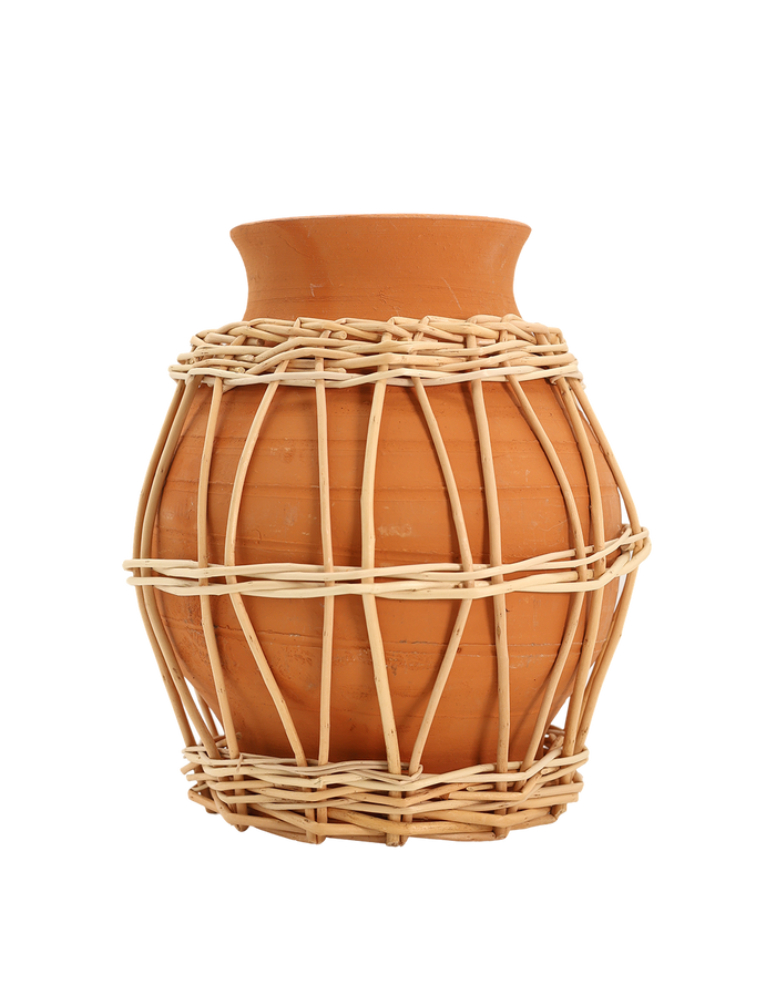 Tall Basket Terracotta Vase
