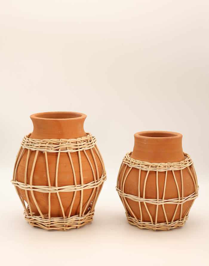 Tall Basket Terracotta Vase