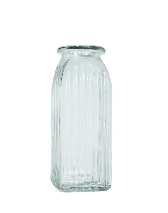 Tall Clear Ribbed Vase Clear