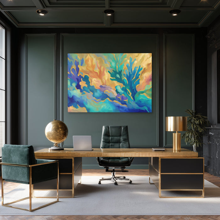 Teal Current Dance - Luxury Wall Art