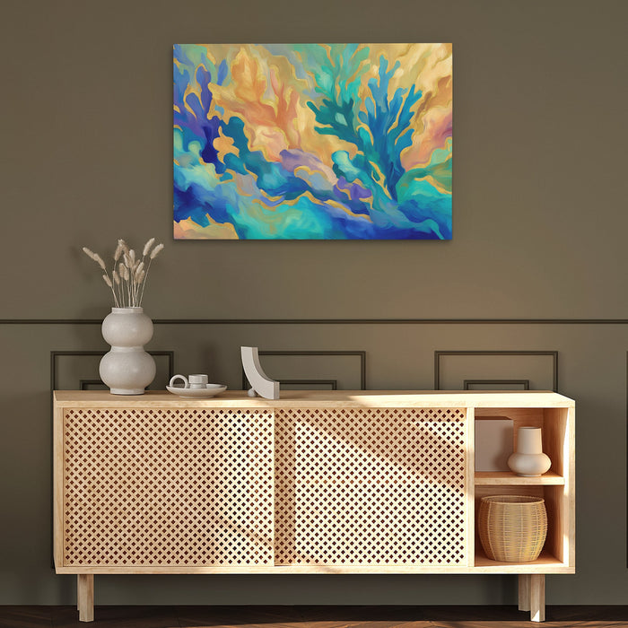 Teal Current Dance - Luxury Wall Art