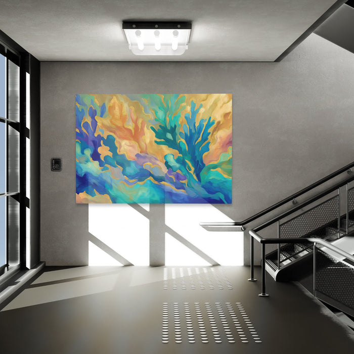Teal Current Dance - Luxury Wall Art