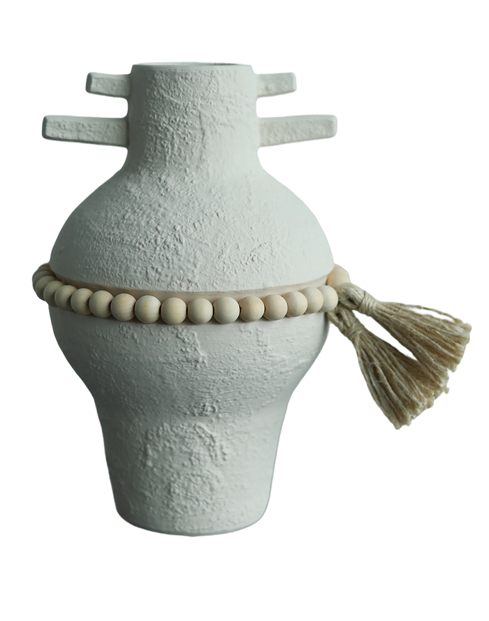 Terra blanc  atrisan beaded urn White