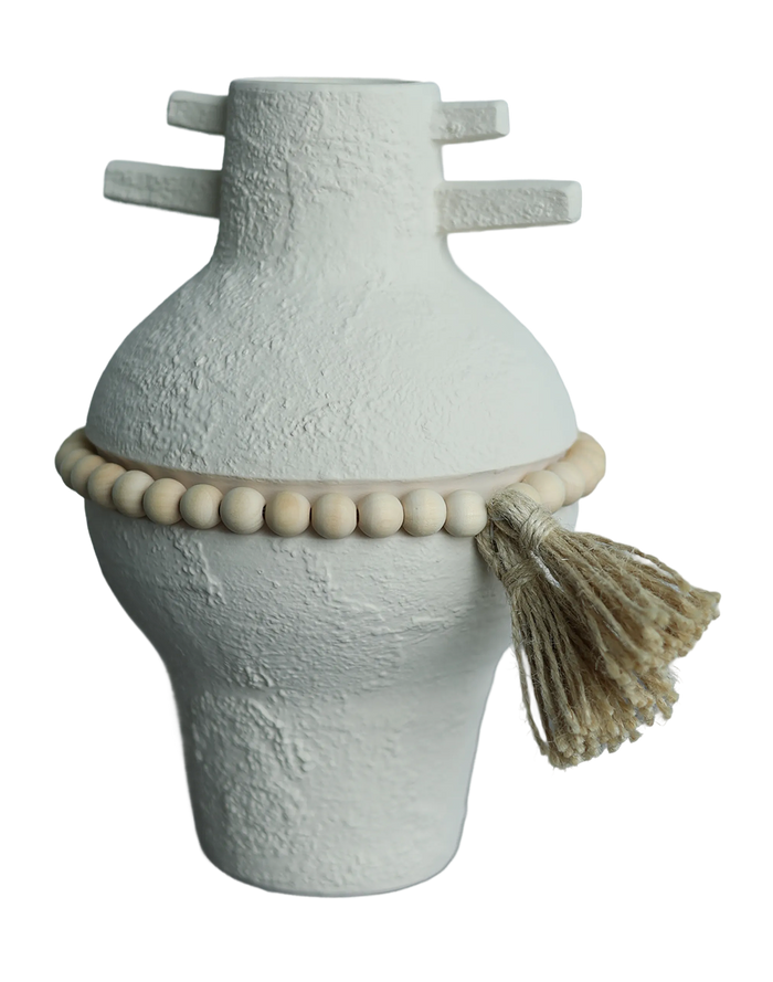 Terra blanc  atrisan beaded urn White
