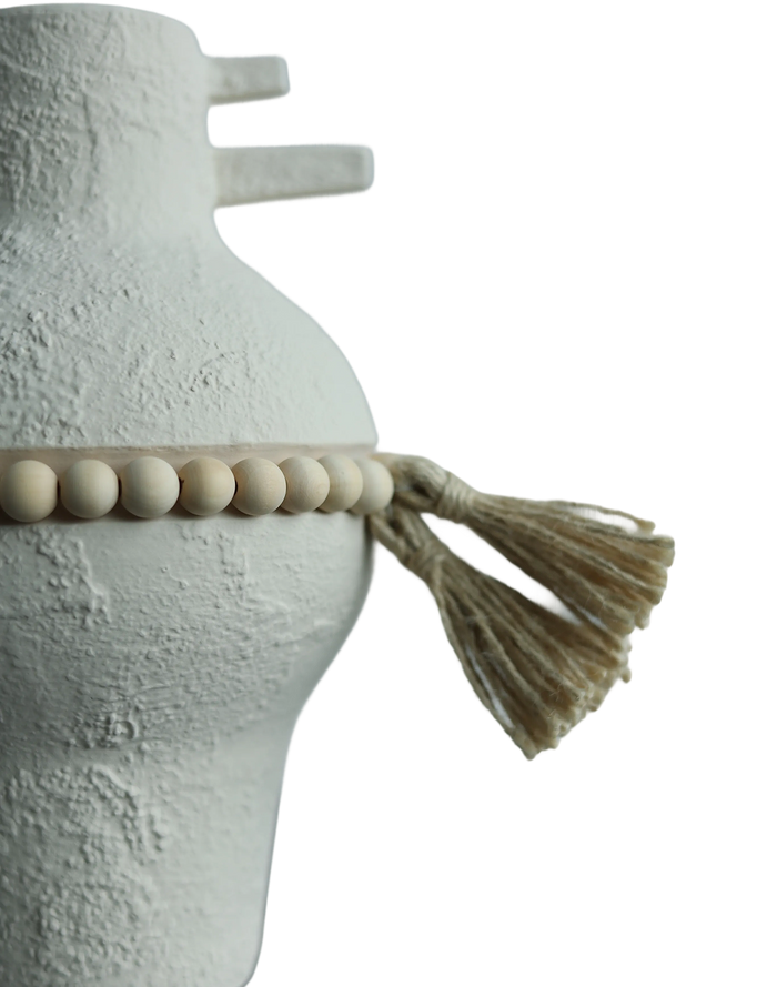 Terra blanc  atrisan beaded urn White