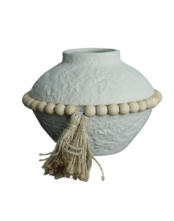 Terra Blanc Beaded Bowl Vase