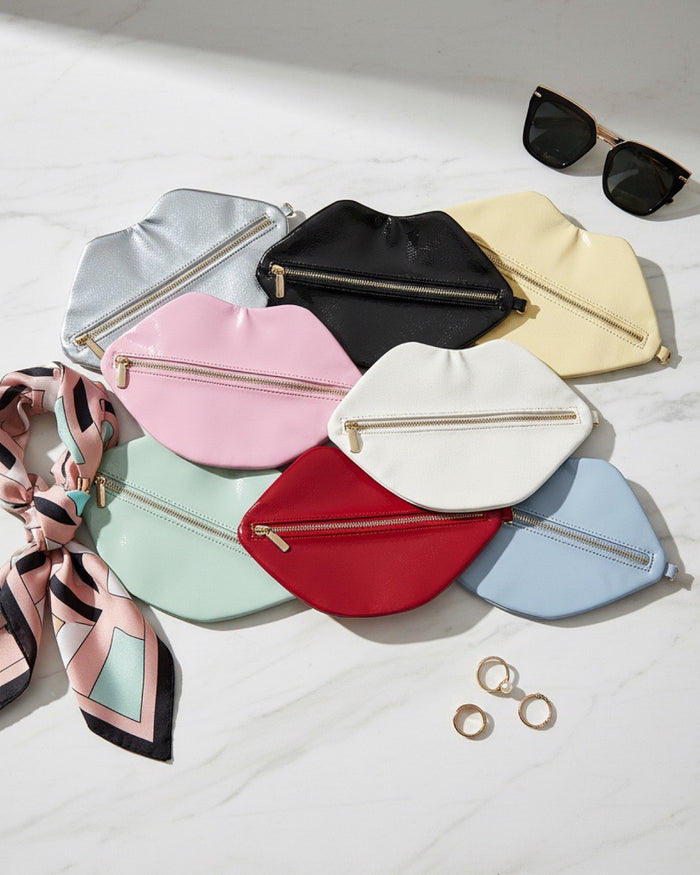 The Blake Lip-Shaped Makeup Pouch by David Stesner ArtHouse — red white makeup
