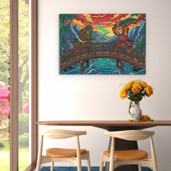 Tiger Dragon Bridge canvas wall art, room view