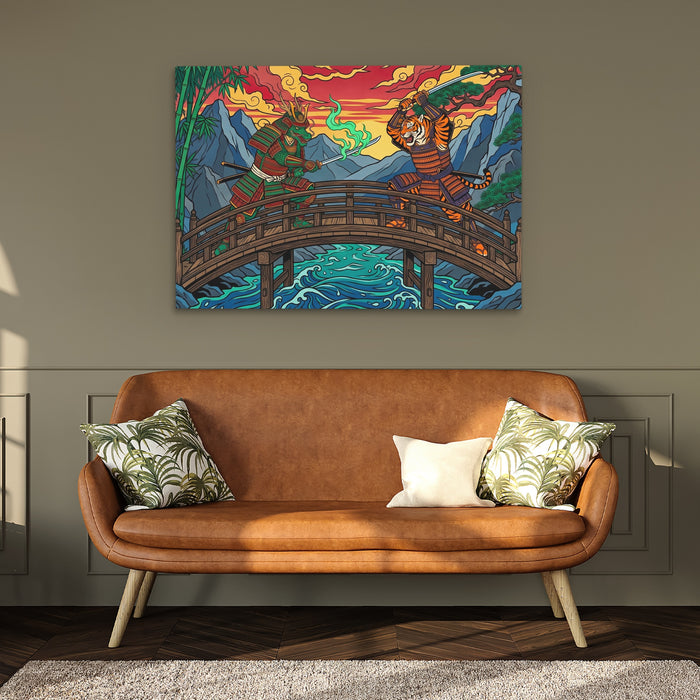 Tiger Dragon Bridge canvas wall art, room view
