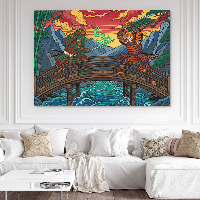 Tiger Dragon Bridge canvas wall art, room view
