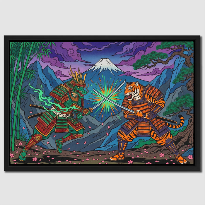 Tiger Dragon Duel canvas wall art
