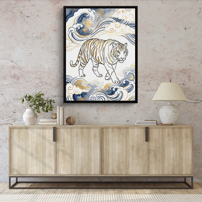 Tiger Golden Waves — tiger golden waves sq hallway granite wall 1port framed black