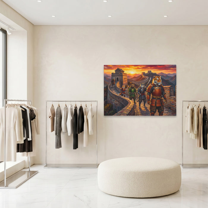 Tiger Great Wall canvas wall art, room view
