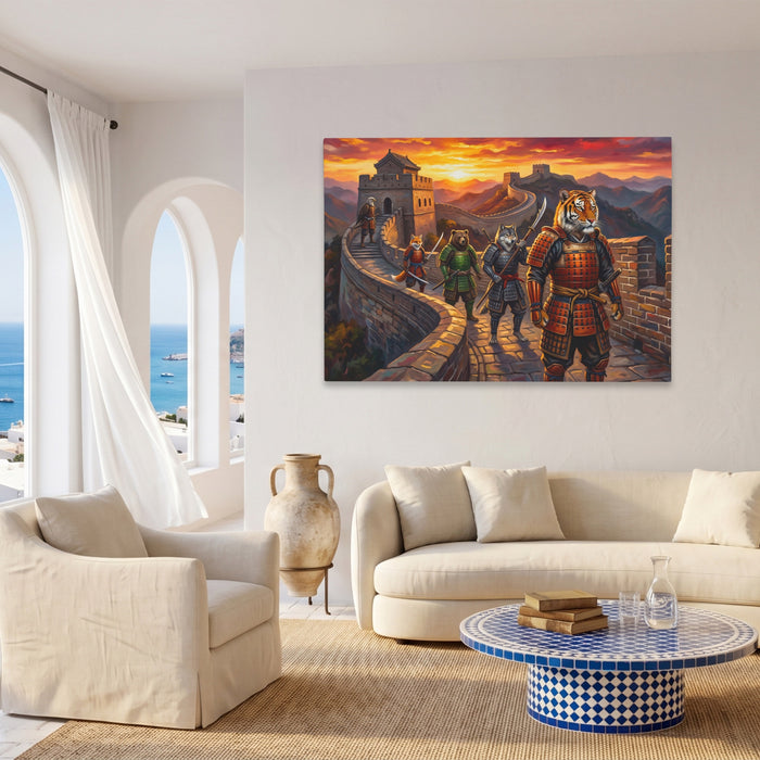 Tiger Great Wall canvas wall art, room view