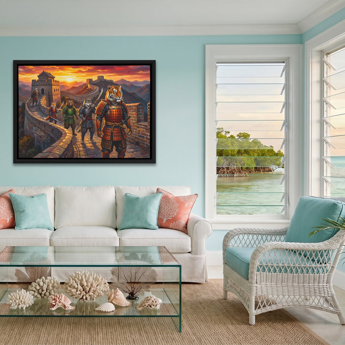 Tiger Great Wall canvas wall art, room view