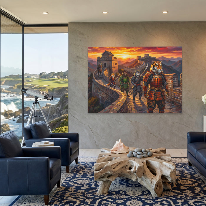 Tiger Great Wall canvas wall art, room view