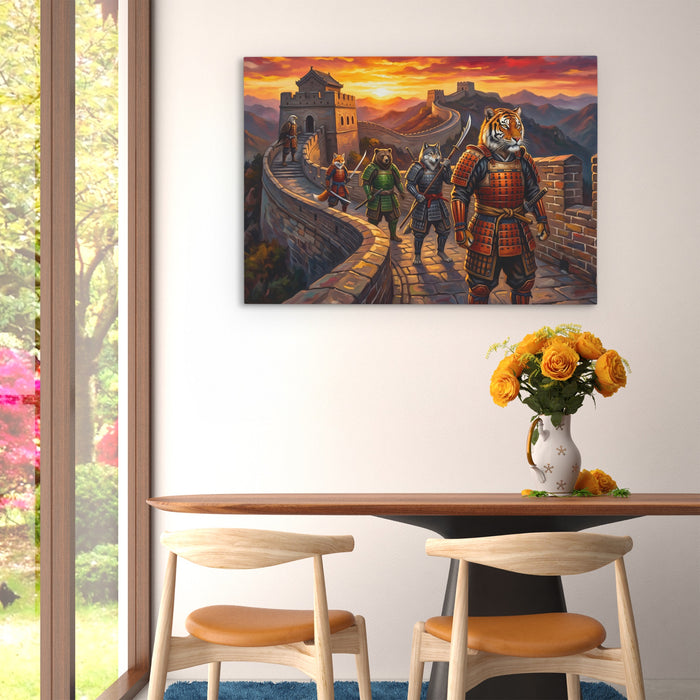 Tiger Great Wall canvas wall art, room view