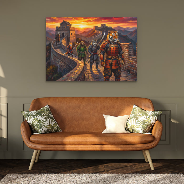 Tiger Great Wall canvas wall art, room view
