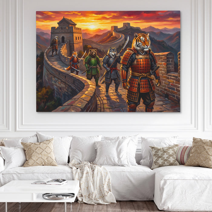 Tiger Great Wall canvas wall art, room view