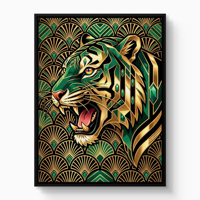 Tiger's Emerald Roar - Luxury Wall Art