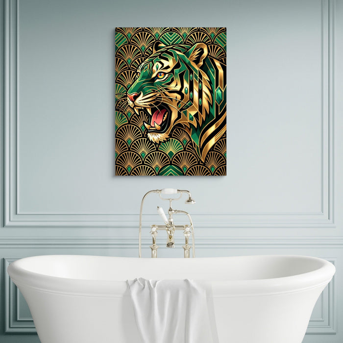 Tiger's Emerald Roar - Luxury Wall Art