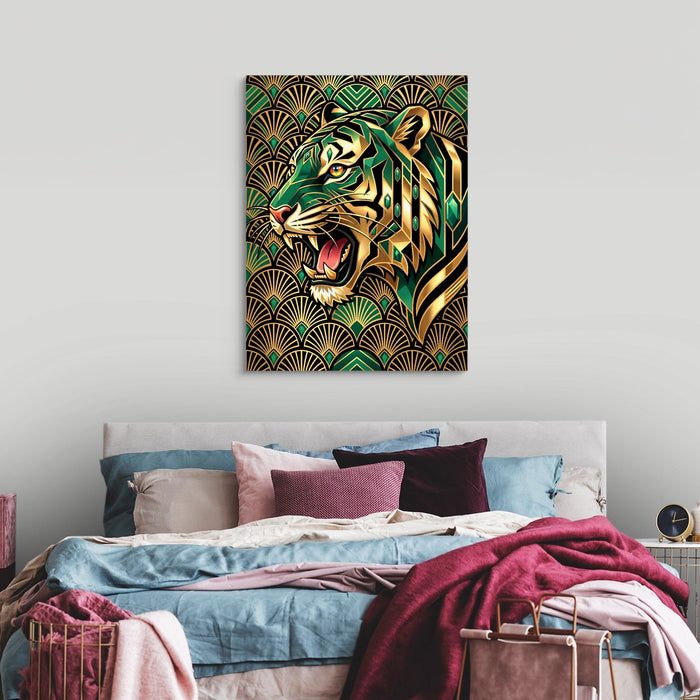Tiger's Emerald Roar - Luxury Wall Art