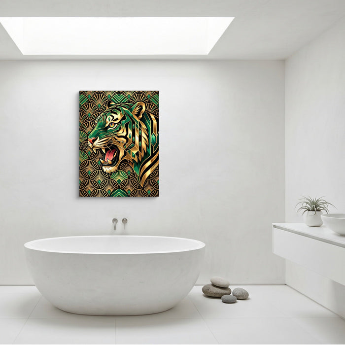Tiger's Emerald Roar - Luxury Wall Art