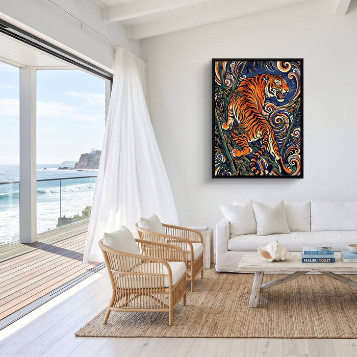 Tiger's Roar — tiger's roar sq malibu beach 1port framed black