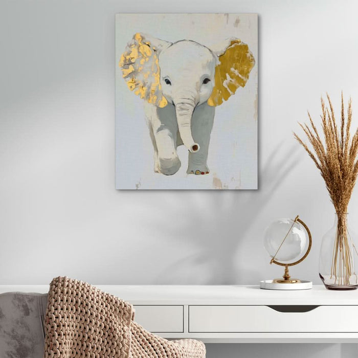 Tiny Trunk - Elephant Wall Art in Black Frame