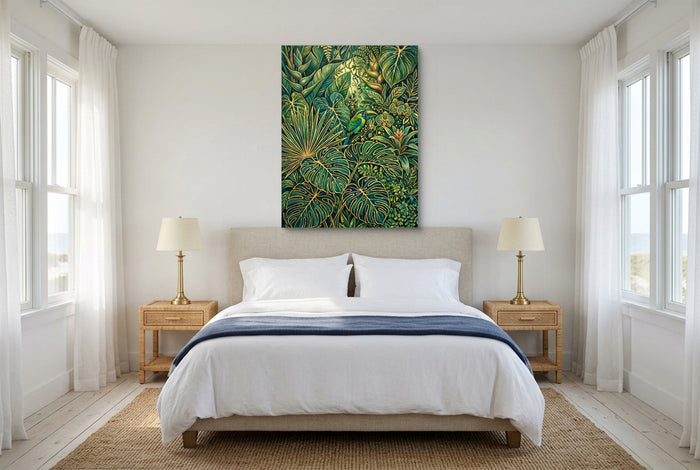 Toucan Jungle Gold — toucan jungle gold bedroom with windows 1port flush print