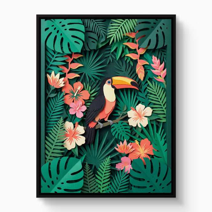 Toucan Papercut — toucan papercut white studio framed black