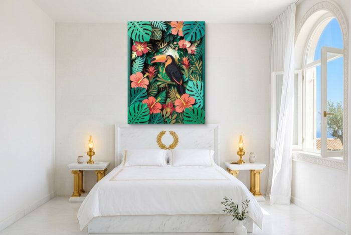 Toucan Tropical Papercut — toucan tropical papercut bedroom with window 1port flush print
