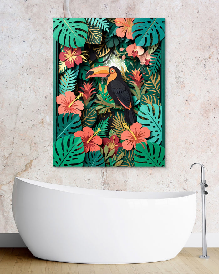 Toucan Tropical Papercut — toucan tropical papercut psd granite bathroom 1port flush print