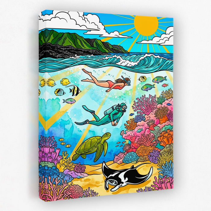 Tropical Reef Scene canvas wall art