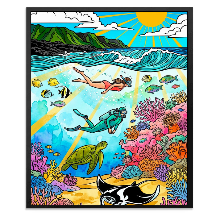 Tropical Reef Scene canvas wall art, room view