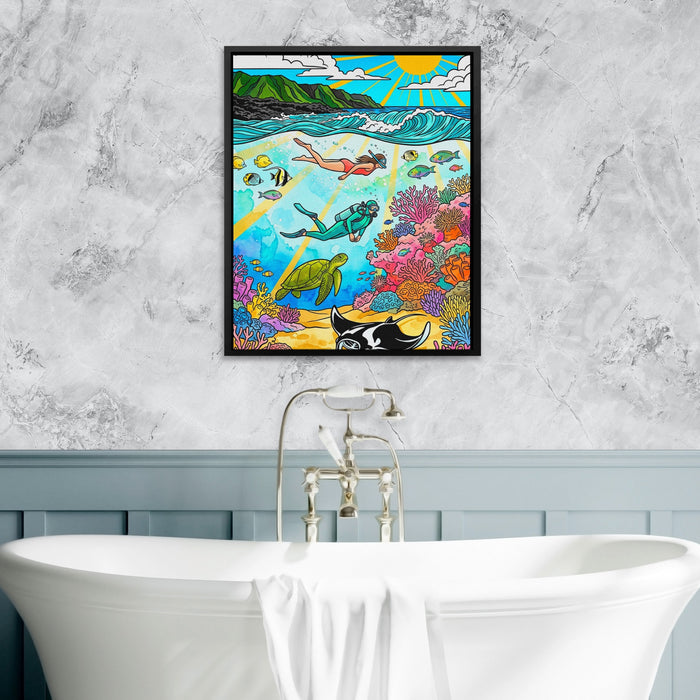 Tropical Reef Scene canvas wall art, room view