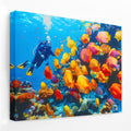 Tropical Scuba Diver - Beach Canvas Wall Art