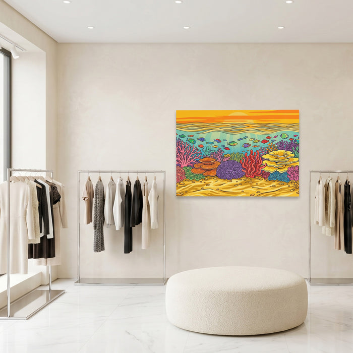 Tropical Waters Abundance canvas wall art, room view