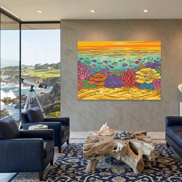 Tropical Waters Abundance canvas wall art, room view