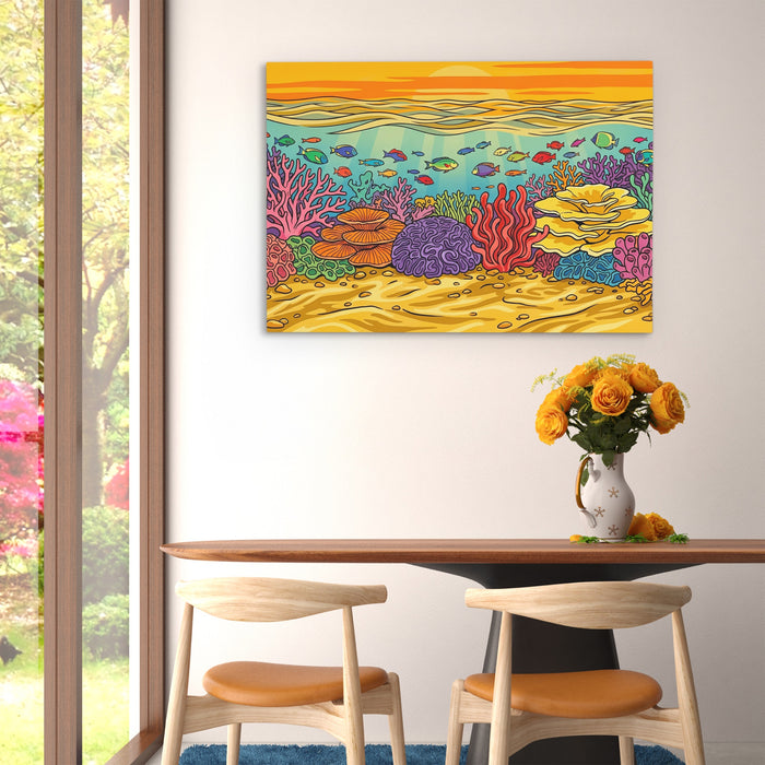 Tropical Waters Abundance canvas wall art, room view